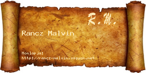 Rancz Malvin névjegykártya